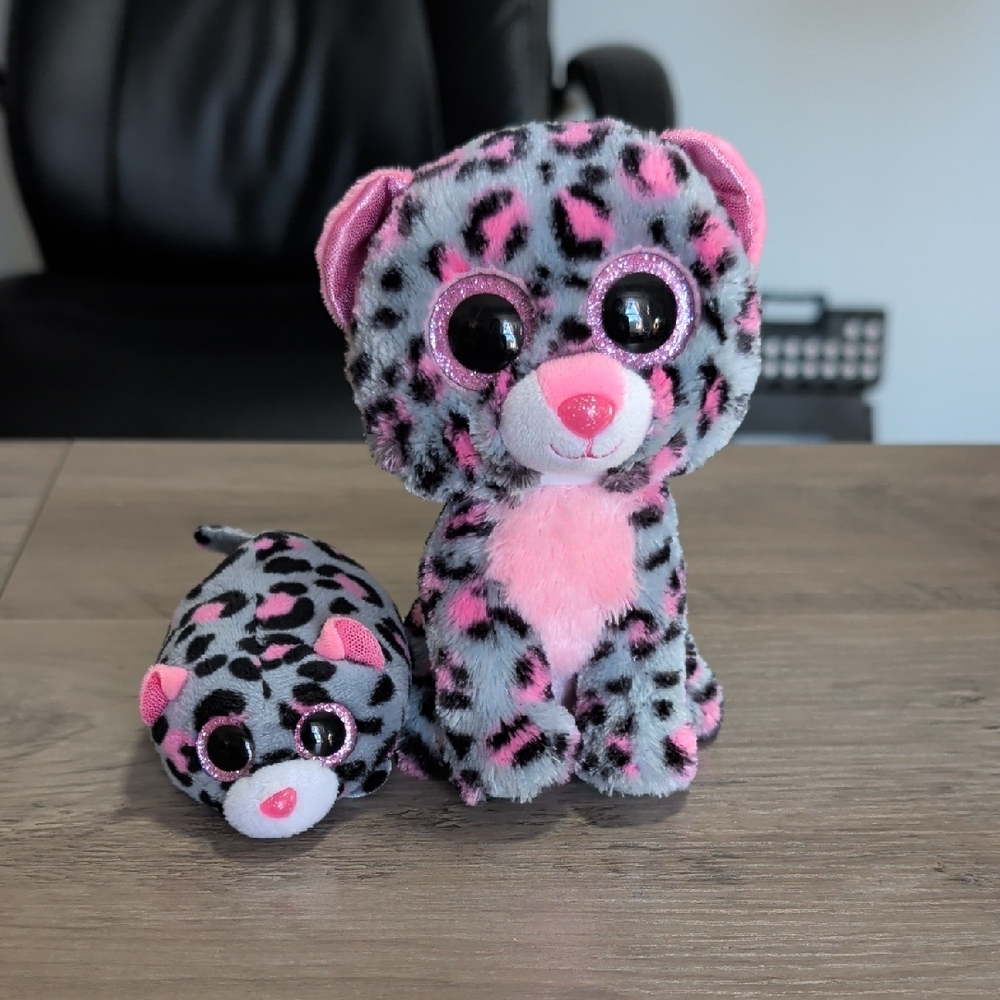 Pair Of Beenie Boo Cats- Tasha And Miles The Leopard